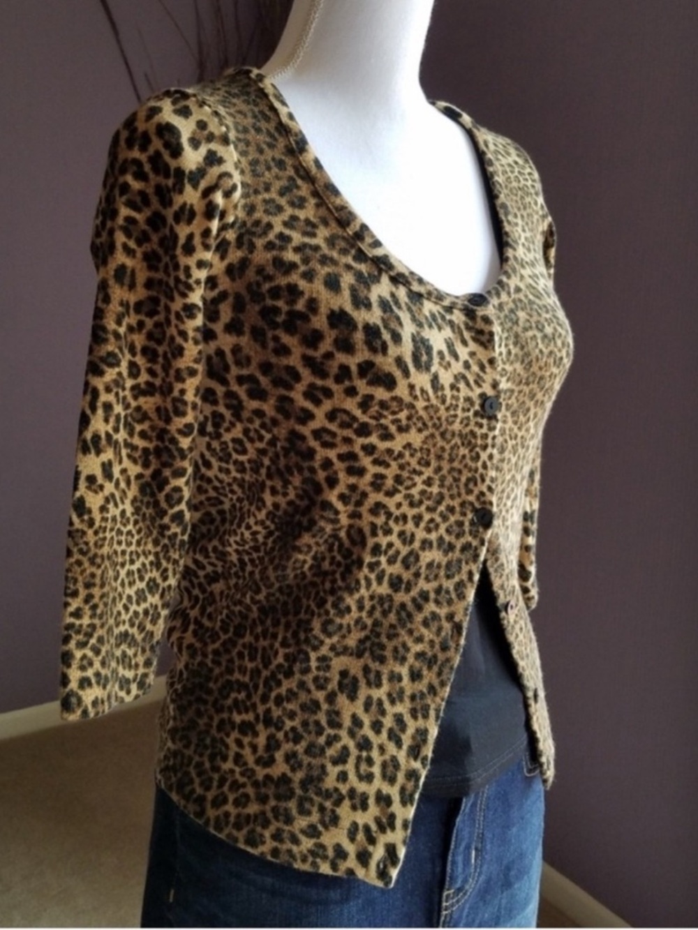 Bershka Sexy Leopard Print Fitted Cardigan Sweater from Spain